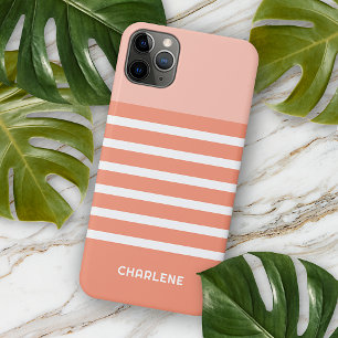 Case-Mate iPhone Case Corail saumon pêche orange personnalisé rayures