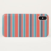 Coques Case-Mate iPhone Corail vivant, bandes bleues et grises (Dos (Horizontal))