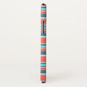 Coques Case-Mate iPhone Corail vivant, bandes bleues et grises (Dos/Droite)