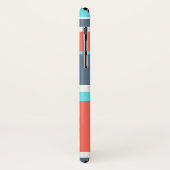 Coques Case-Mate iPhone Corail vivant, bandes bleues et grises (Dos/Gauche)