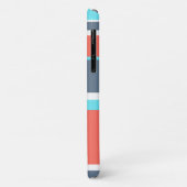 Coques Case-Mate iPhone Corail vivant, rayures bleues et grises (Dos/Gauche)