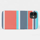 Coques Case-Mate iPhone Corail vivant, rayures bleues et grises (Dos (Horizontal))