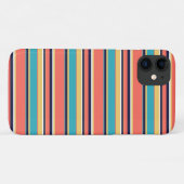 Coques Case-Mate iPhone Corail vivant, rayures bleues et jaunes (Dos (Horizontal))