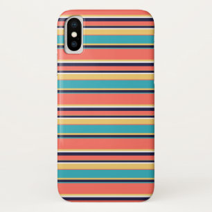 Case-Mate iPhone Case Corail vivant, rayures bleues et jaunes