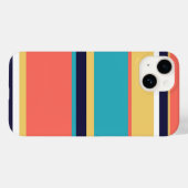 Coques Case-Mate iPhone Corail vivant, rayures bleues et jaunes (Verso (horizontal))
