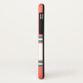 Coques Case-Mate iPhone Corail vivant Turquoise et blanc Monogramme Élégan (Dos/Gauche)