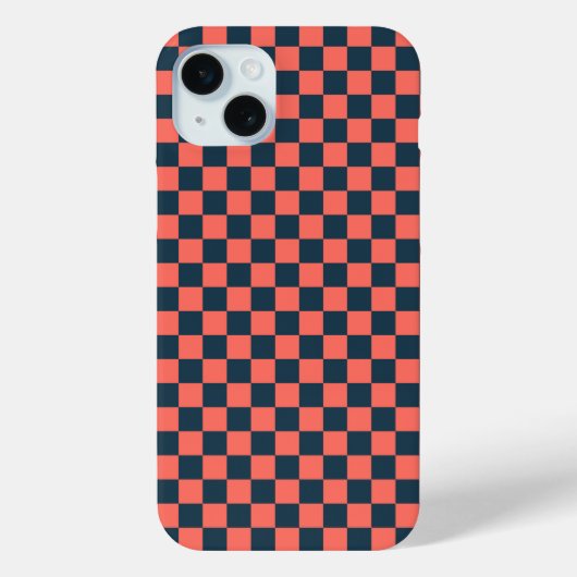 Coques Case-Mate iPhone Coral and navy checkerboard pattern (Verso)