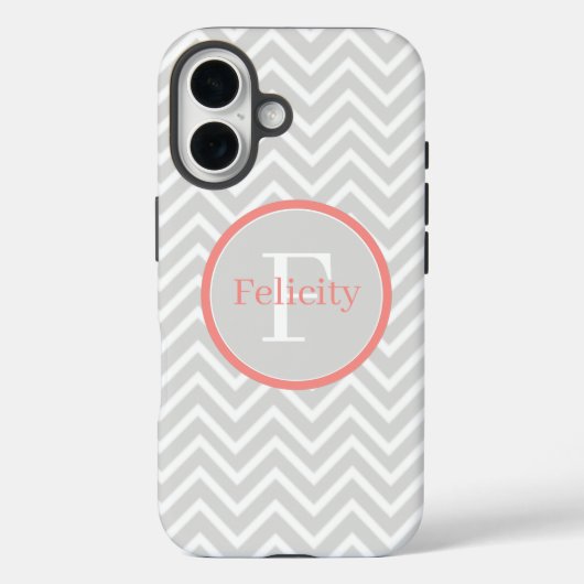 Coques Case-Mate iPhone Coral Chevron Monogramme (Verso)