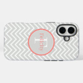 Coques Case-Mate iPhone Coral Chevron Monogramme (Verso (horizontal))