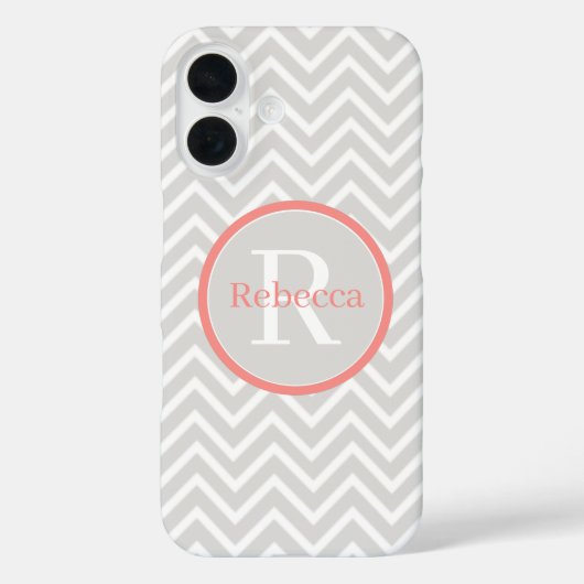 Coques Case-Mate iPhone Coral Chevron Monogramme À peine Là (Verso)