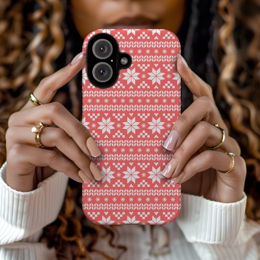 Coques Case-Mate iPhone Coral Fair Isle Sweat de Noël Motif