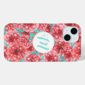 Coques Case-Mate iPhone Coral Floral Patte & Monogramme (Verso (horizontal))