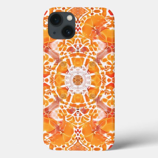 Coques Case-Mate iPhone Coral Orange et crème Batik Motif (Verso)