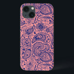 iPhone 13 Coque Coral-Rouge et bleu Vintage Floral Paisley Motif<br><div class="desc">Elégante vintage paisley dentelle motif en bleu marine et rouge corail. Blue paisley a un arrière - plan transparent. La couleur rouge corail de cet échantillon peut être changée à n'importe quelle couleur que vous aimez avec navy blu paisley.</div>