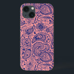 iPhone 13 Coque Coral-Rouge et bleu Vintage Floral Paisley Motif<br><div class="desc">Elégante vintage paisley dentelle motif en bleu marine et rouge corail. Blue paisley a un arrière - plan transparent. La couleur rouge corail de cet échantillon peut être changée à n'importe quelle couleur que vous aimez avec navy blu paisley.</div>