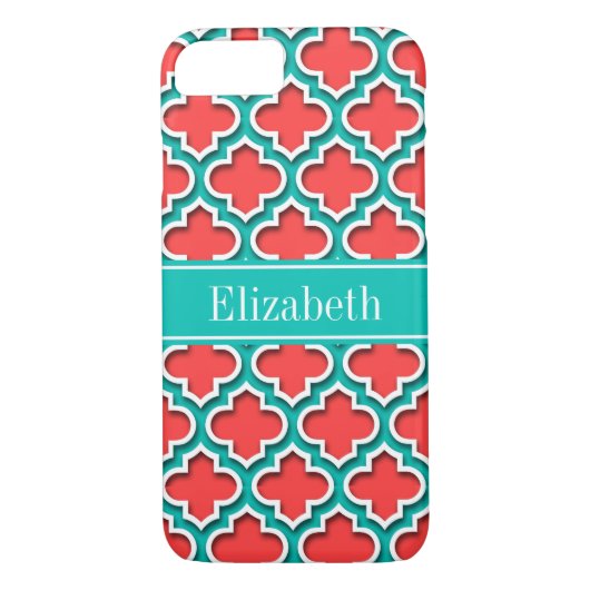 Coques Case-Mate iPhone Coral Rouge, Marocain Turquoise #5DS Nom Turquoise (Dos)