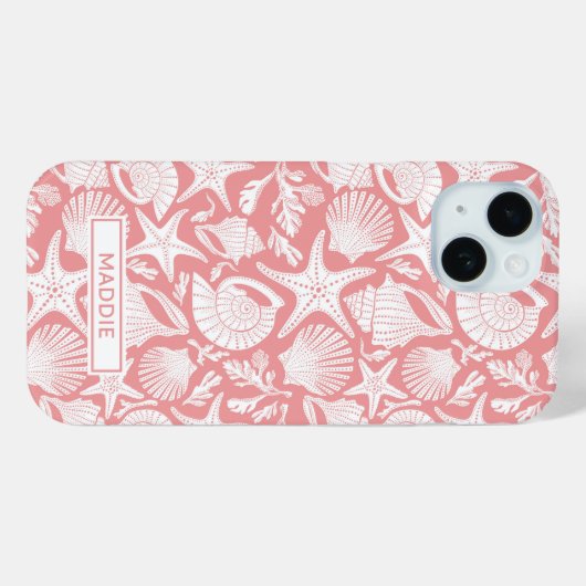 Coques Case-Mate iPhone Coral Shells Personalized (Verso (horizontal))
