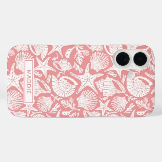 Coques Case-Mate iPhone Coral Shells Personalized (Verso (horizontal))