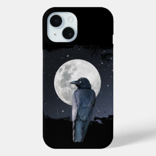 Coque Pour iPhone 15 Corbeau des forêts Lune froide