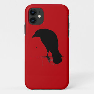 Coques Pour iPhone Corbeau vintage sur Modèle rouge sang