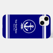 Coques Case-Mate iPhone Corde et Ancre Bleu marine nautique (Verso (horizontal))