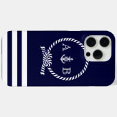 Coques Case-Mate iPhone Cordon bleu marine et Ancre monogrammé (Verso (horizontal))