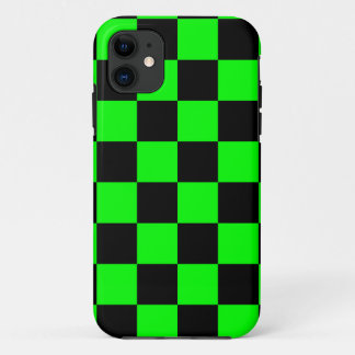Coques Pour iPhone Corey Tiger 80s Néon Damier (Vert)