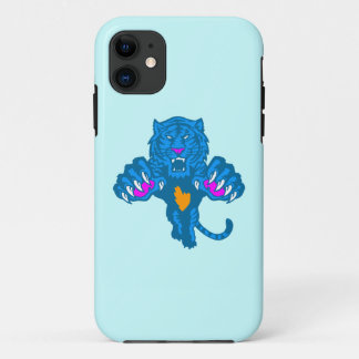 Coque Case-Mate Pour iPhone Corey Tiger 80s Néon Tigre Bondissant (Bleu)