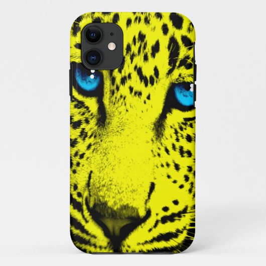 Coques Case-Mate iPhone Corey Tiger 80s Neon Visage Léopard (Jaune) (Dos)