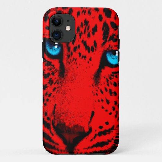 Coques Case-Mate iPhone Corey Tiger 80s Neon Visage Léopard (Rouge) (Dos)