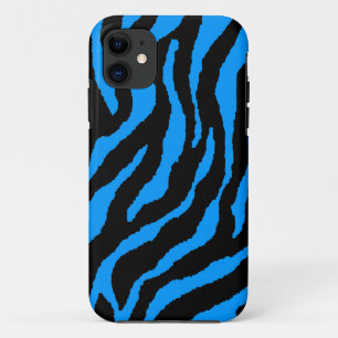 Coque iPhone 11 Corey Tiger Rayures Néon Tigre 80s (Bleu Sarcelle)
