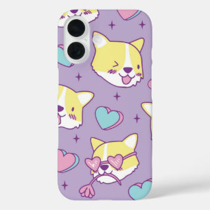 Coques iPhone 16 Corgi Crush Coeur yeux
