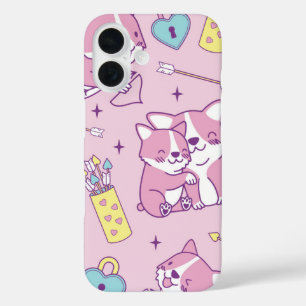 Coques iPhone 16 Corgi Crush Heart Eyes & Happy Vibes