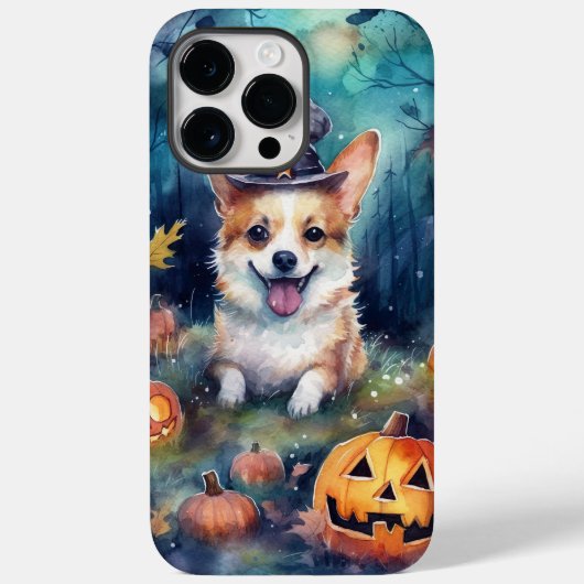 Coques Case-Mate iPhone Corgi d'Halloween avec la peur Citrouille (Verso)