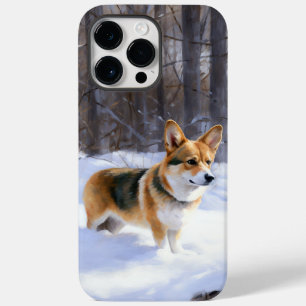 Coque Pour Pour iPhone 14 Pro Max Corgi laisse neiger Noël