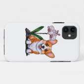 Coques Case-Mate iPhone Corgi mignon avec orchidée (Dos (Horizontal))