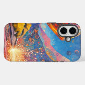 Coques Case-Mate iPhone Cosmic Welder - Impression d'art de soudure abstra (Verso (horizontal))