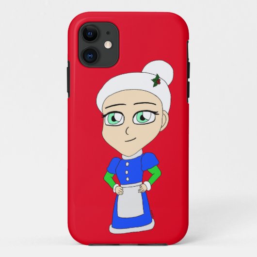 Coques Case-Mate iPhone Costume bleu Mme Claus Chibi (Dos)