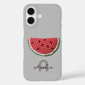 Coques Case-Mate iPhone Cosy Crochet Watermelon Fruit Monogramme esthétiqu (Verso)