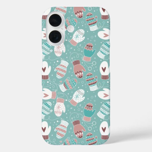 Coques Case-Mate iPhone Cosy hiver Noël Mittens Motif à Mint (Verso)