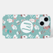 Coques Case-Mate iPhone Cosy hiver Noël Mittens Motif à Mint (Verso (horizontal))