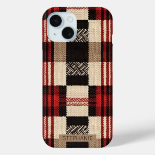 Coque Pour iPhone 15 Cosy Knit Patchwork - Boho Vintage Style Automne 2