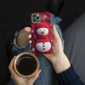 Coques Case-Mate iPhone Cosy Knit Snowman Rouge Blanc Festif Noël