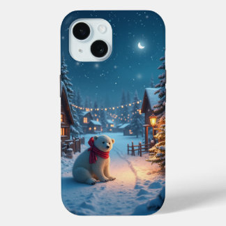 Coque Pour iPhone 15 Cosy Winter Wonderland avec ours polaire