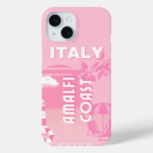 Coques Case-Mate iPhone Côte d'Amalfi, Art Voyage, Rose (Verso)