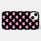 Coques Case-Mate iPhone Coton Candy Pink coeurs de polka sur noir (Verso (horizontal))