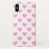 Coques Case-Mate iPhone Coton Candy Pink coeurs sur blanc (Dos)