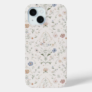 Coque Pour iPhone 15 Cottagecore Beige Aquarelle Fleur Sauvage Fantaisi