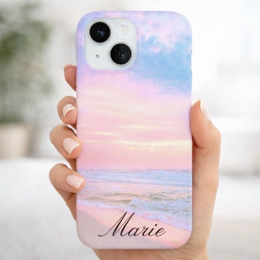 Coques Case-Mate iPhone Cotton Candy Florida Beach Sunrise Name Phone Case
