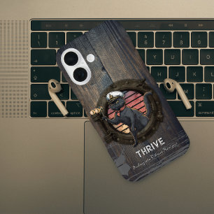 Coques iPhone 16 Coucher de soleil de chat noir : un voyage pour le